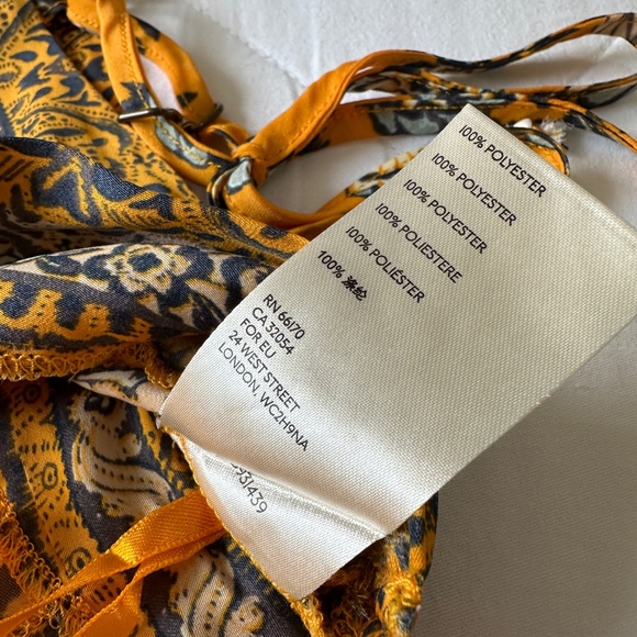 Free People Sofia Floral Print Halter Crop Top - Golden Yellow - XS - Picture 11 of 11